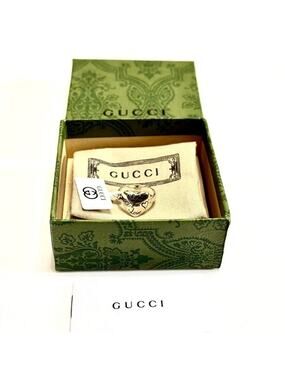 Gucci Blind for Love Heart Ring Sterling Silver Size 7 NIB